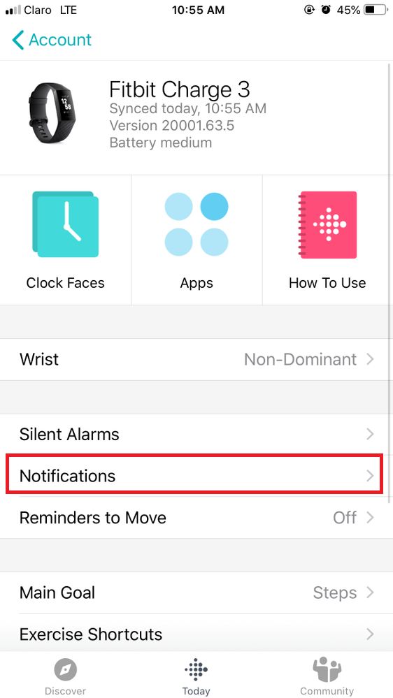 how to set up notifications on fitbit charge 3