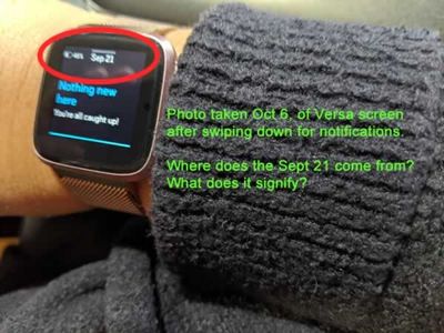 Versa notification screen with date