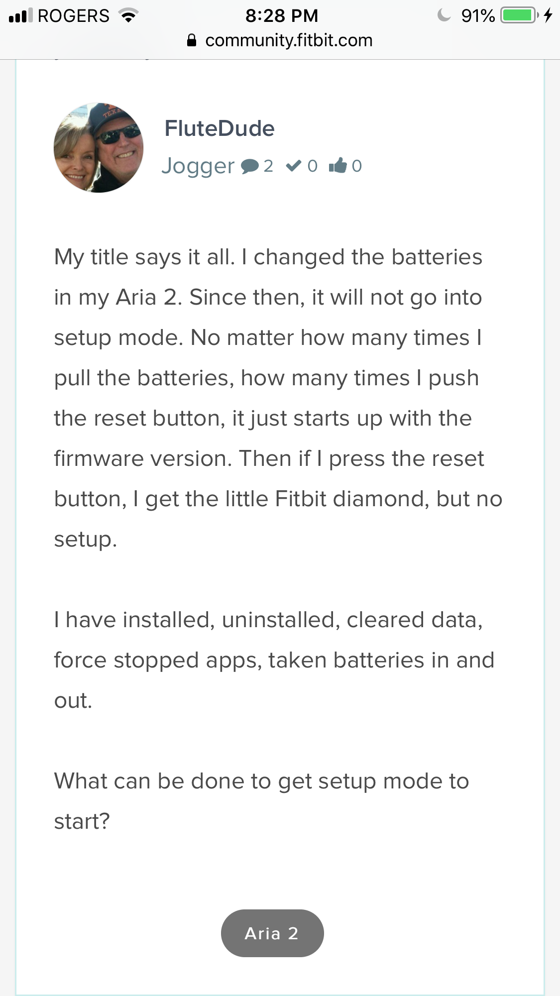 resetting fitbit aria