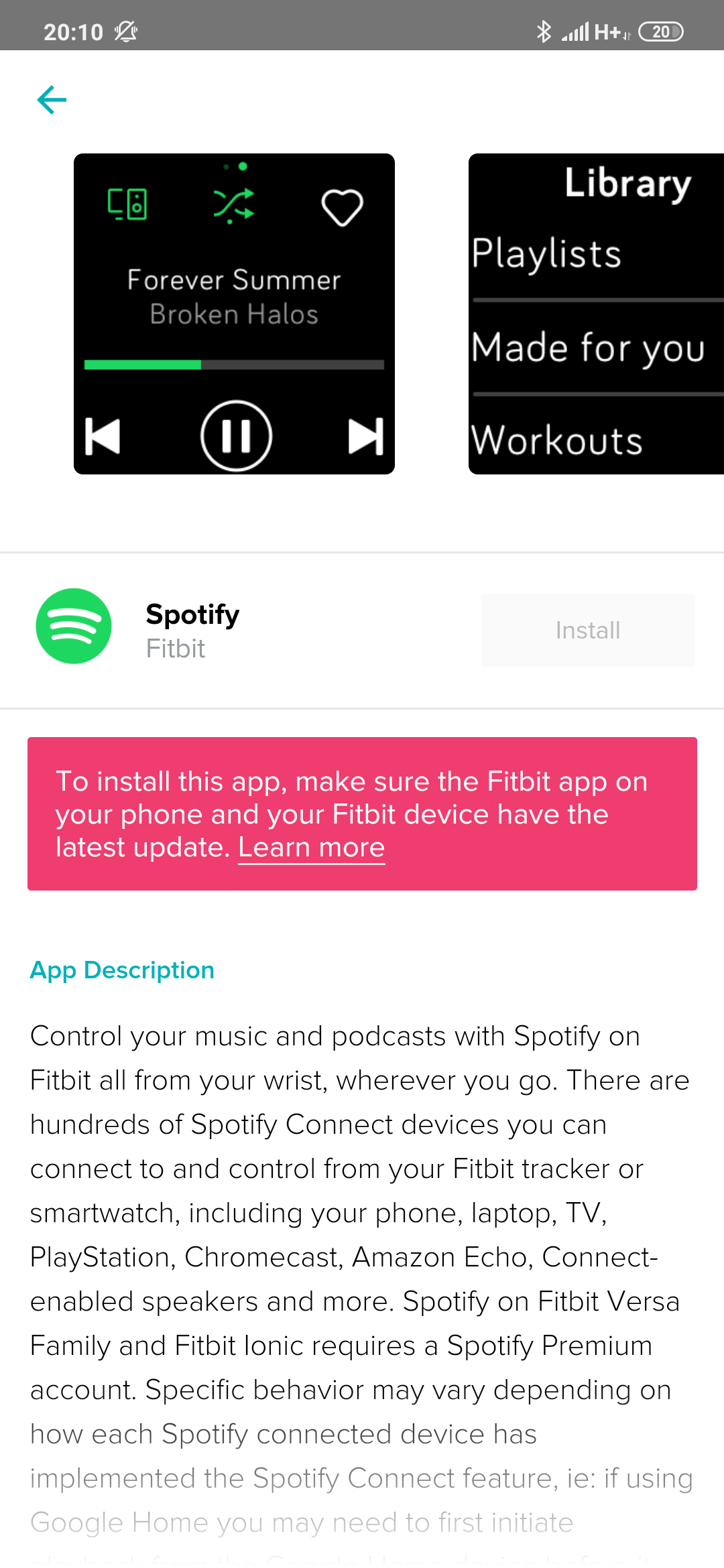 Spotify on cheap fitbit versa lite