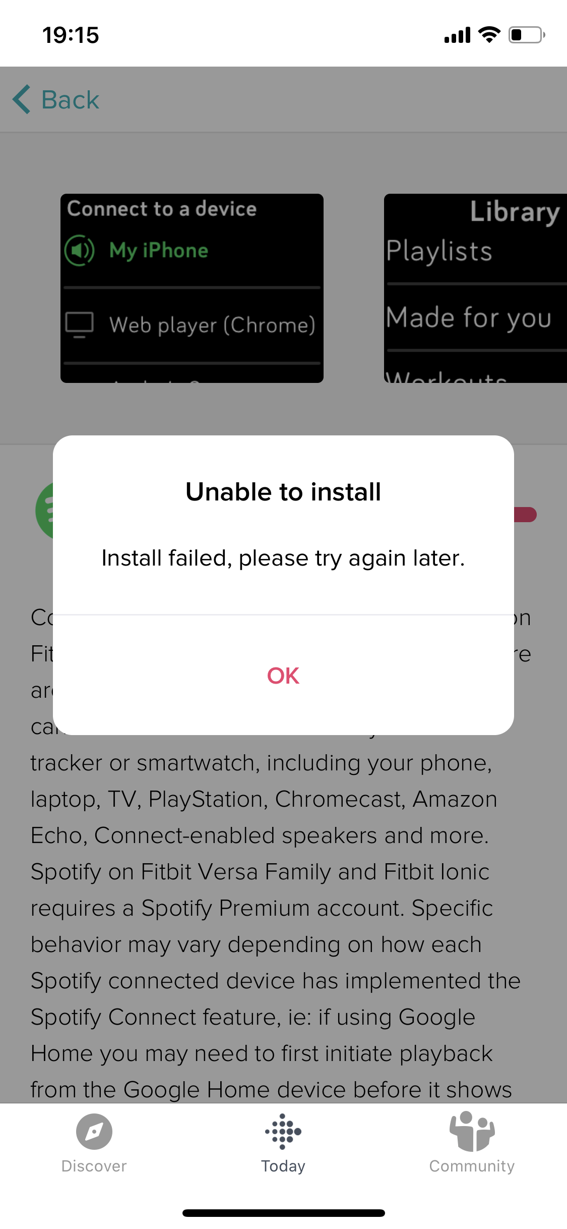 Not able to install Spotify on my fitbit Fitbit Community