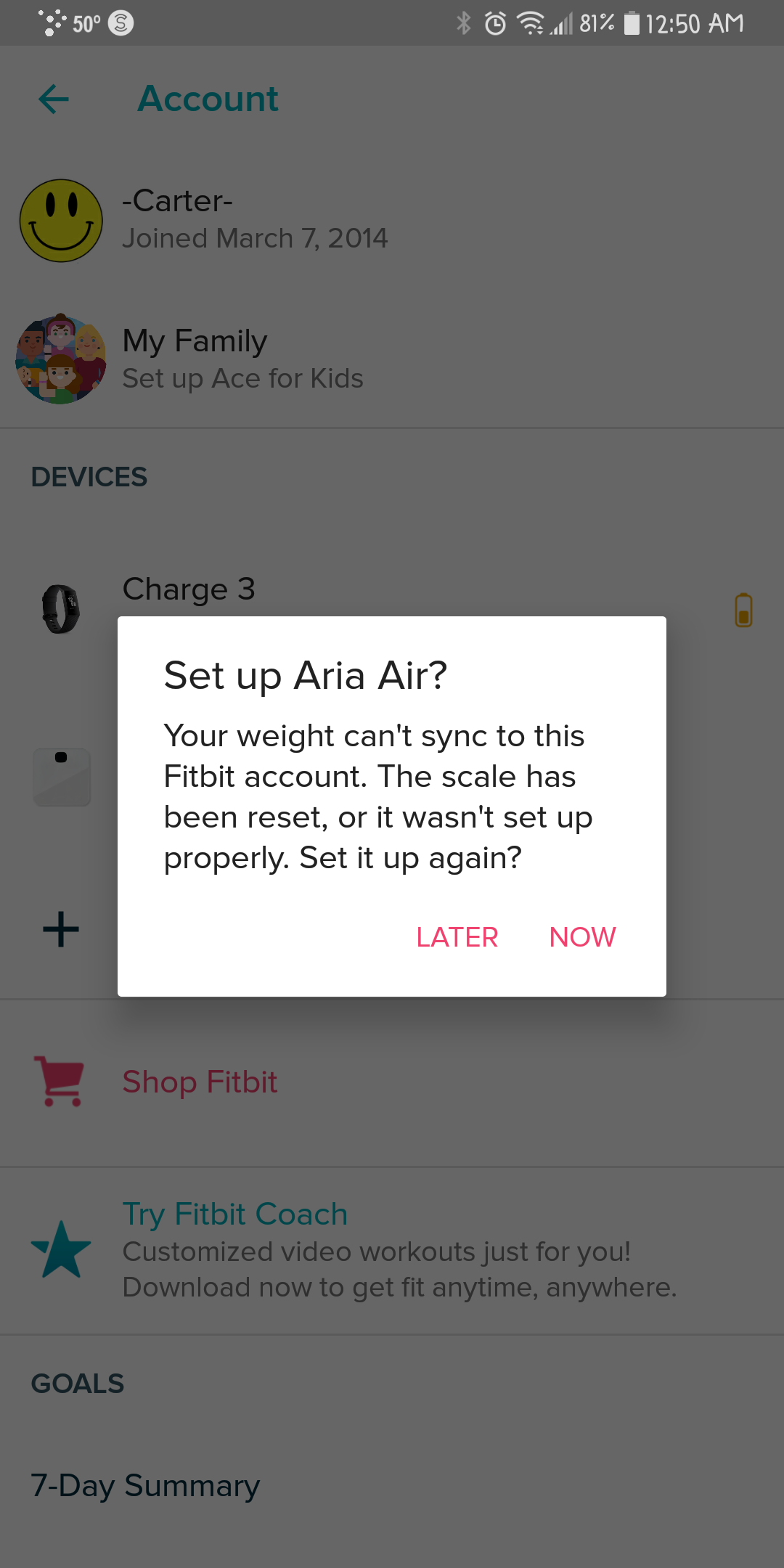 Solved: RESOLVED: Aria Air won't sync - Fitbit Community