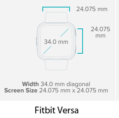 fitbit versa screen size mm