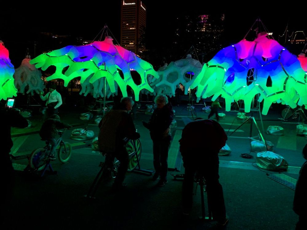 Bike powered light umbrellas