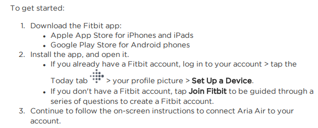 fitbit aria 2 instructions