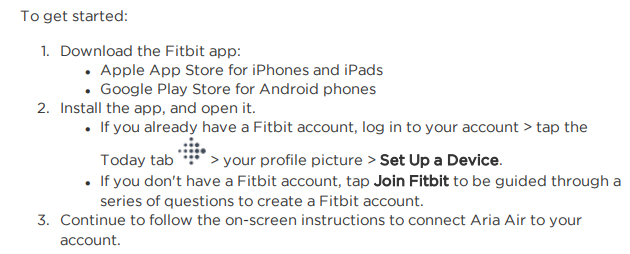 fitbit aria air setup