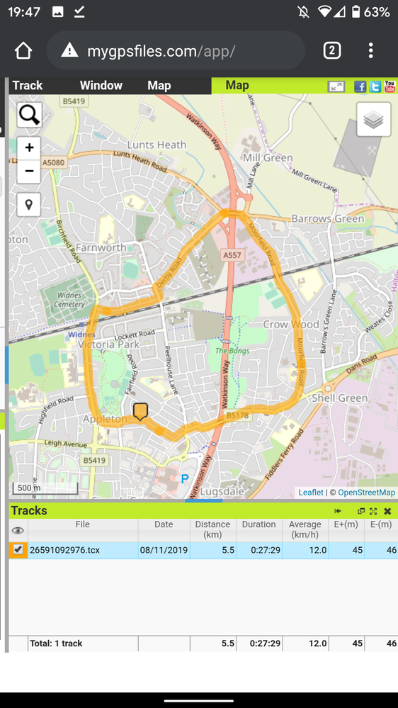 Fitbit TCX file
