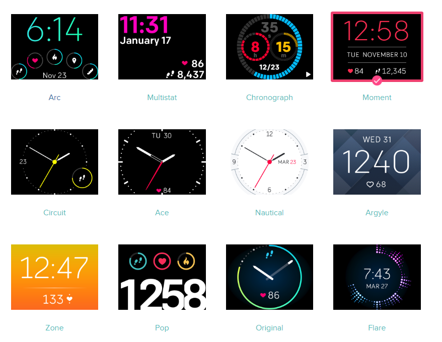 fitbit blaze clock faces