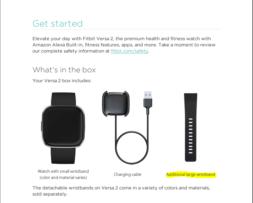 what comes with the fitbit versa 2