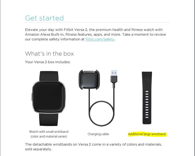 fitbit versa 2 what's in the box