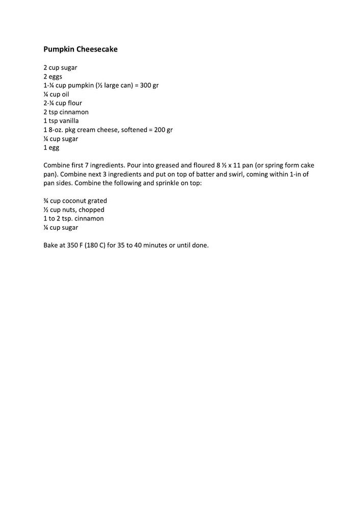 Pumpkin Cheesecake Recipe