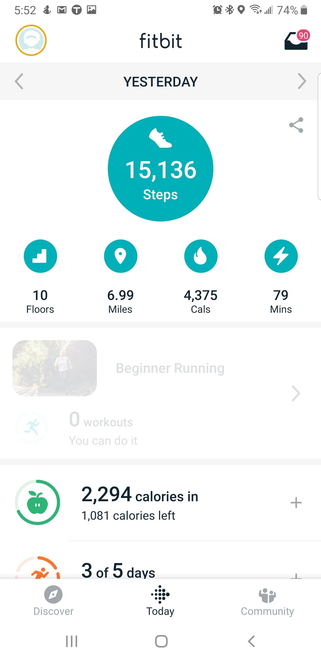 fitbit calories