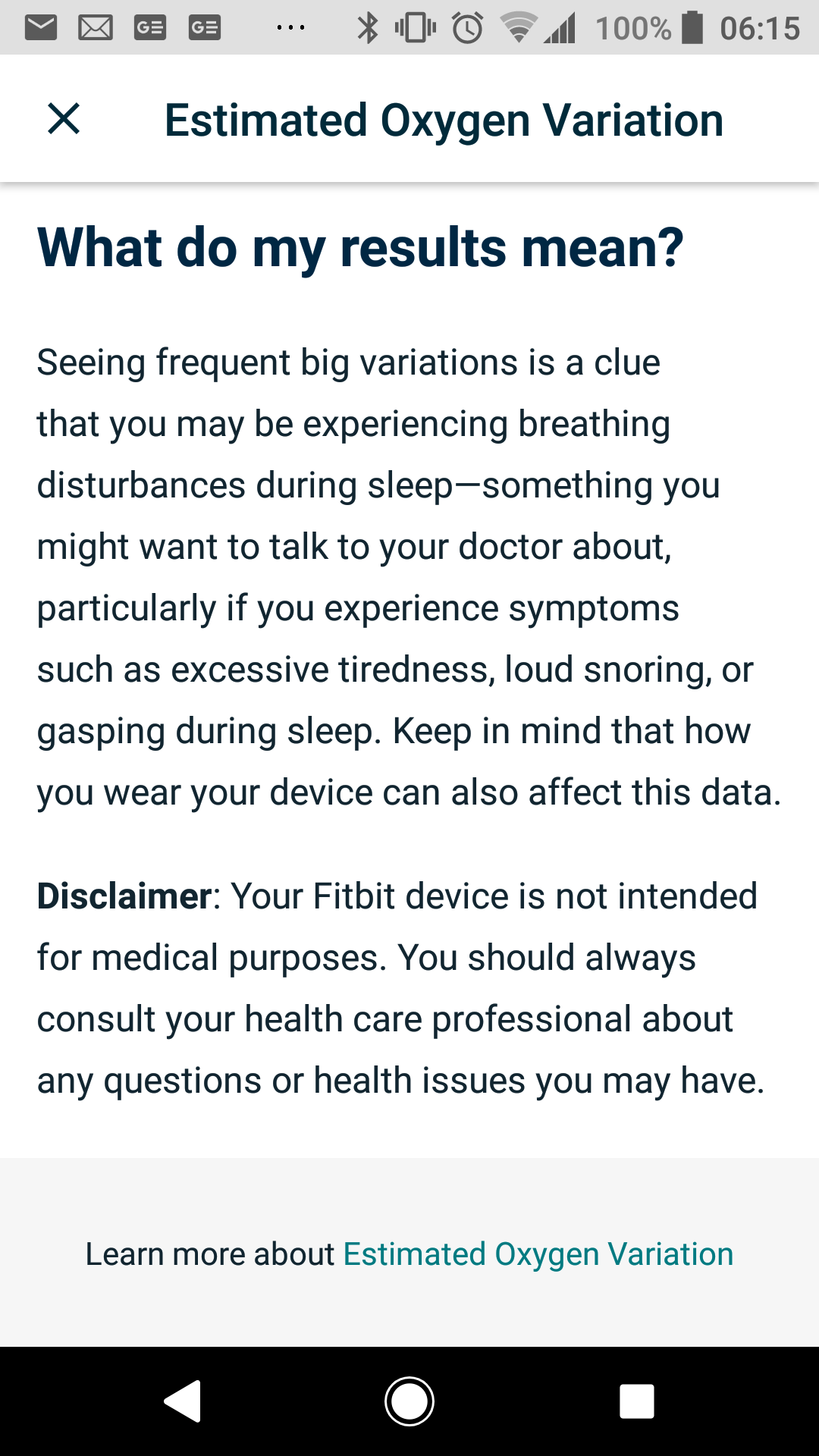 estimated oxygen variation fitbit charge 3