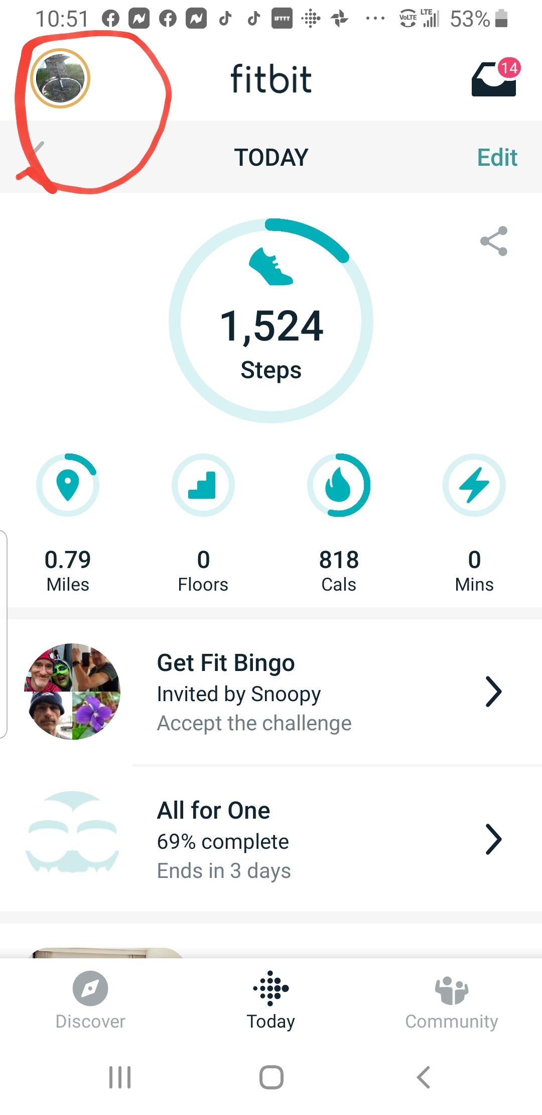 set reminder on fitbit