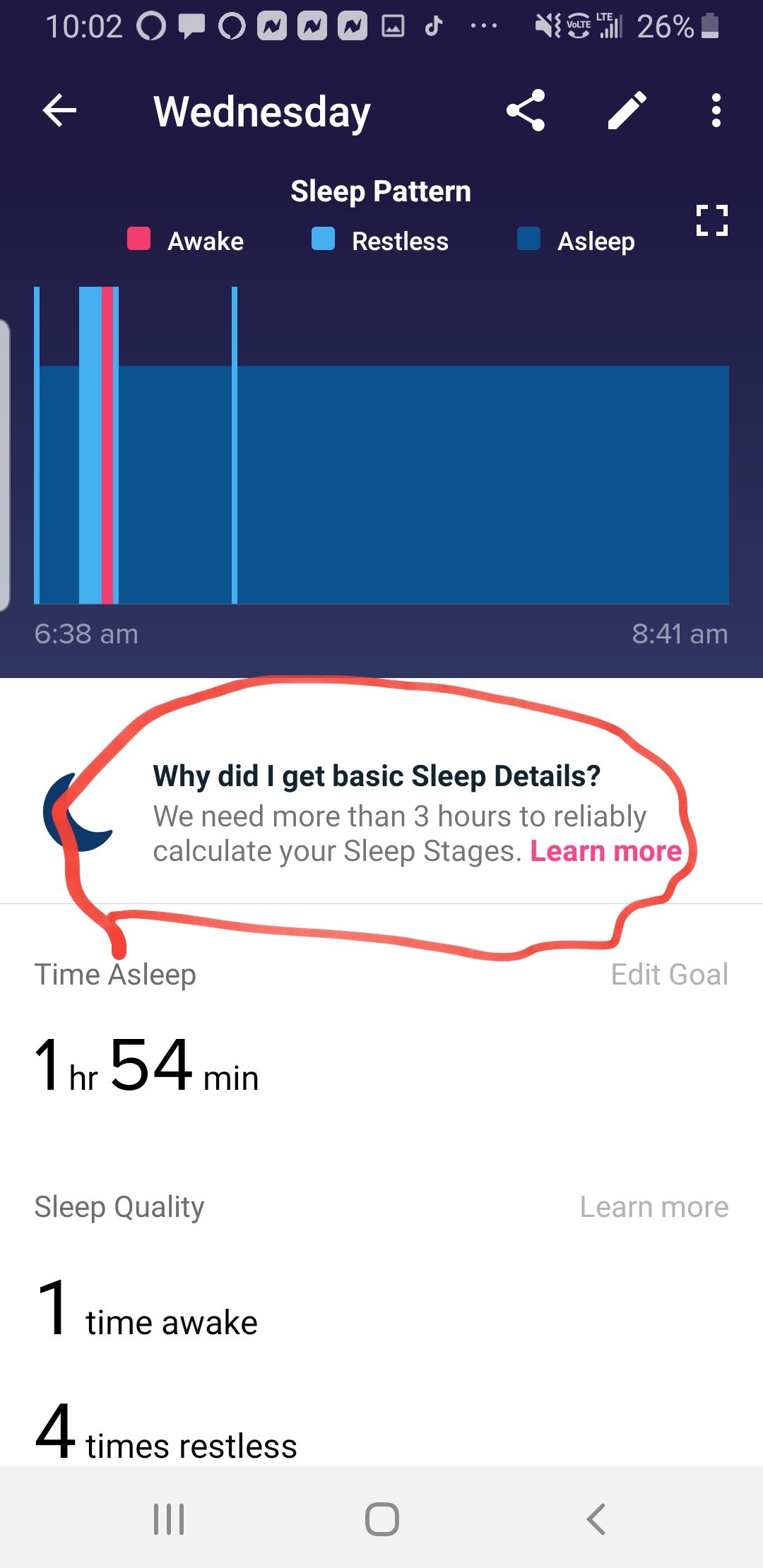 versa 2 not tracking sleep