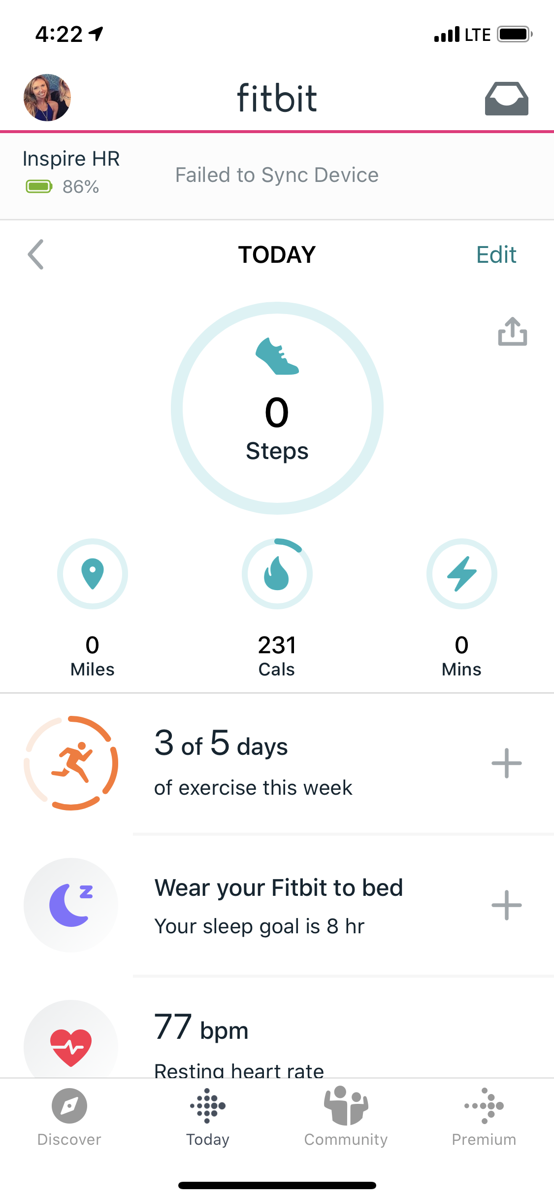 fitbit charge 2 failed to sync