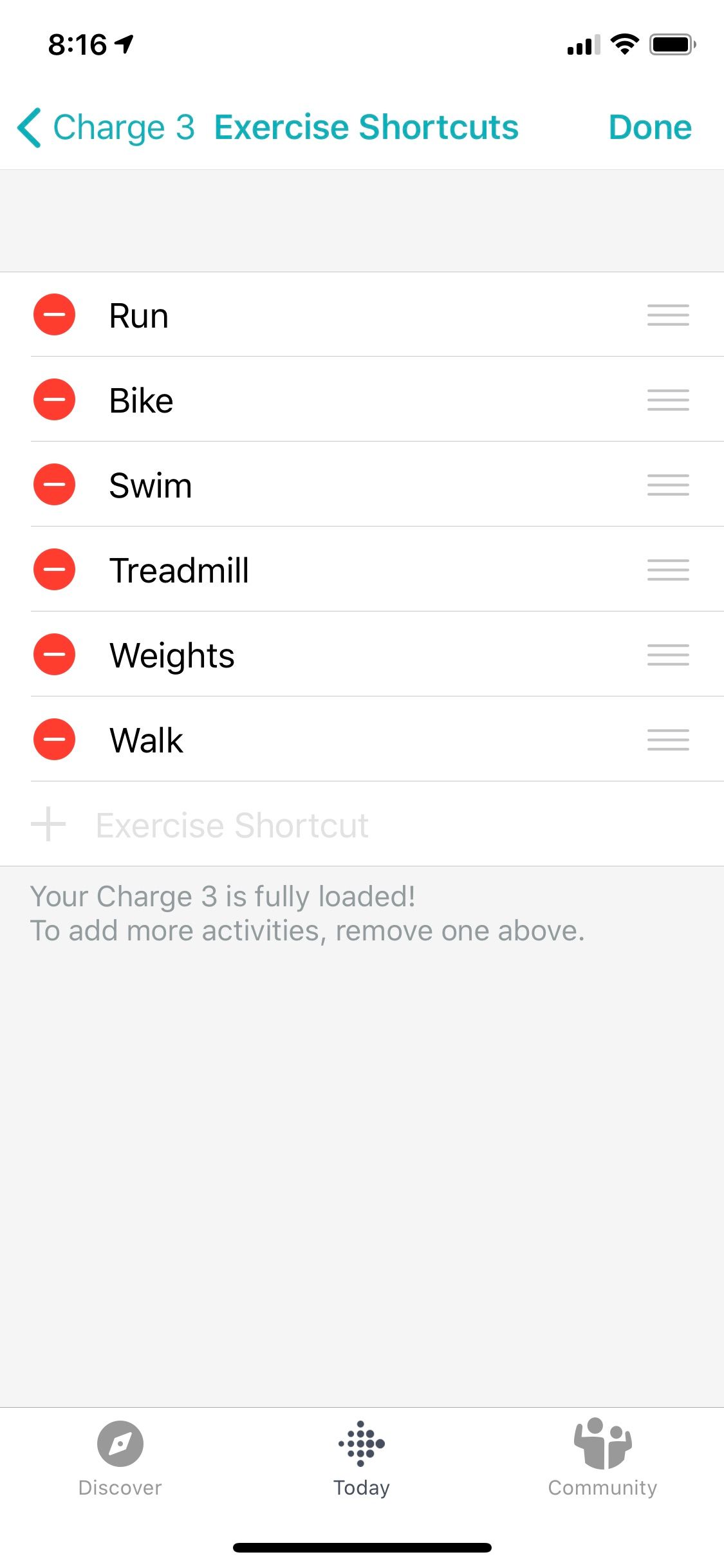 Tracking exercises with Charge 3 