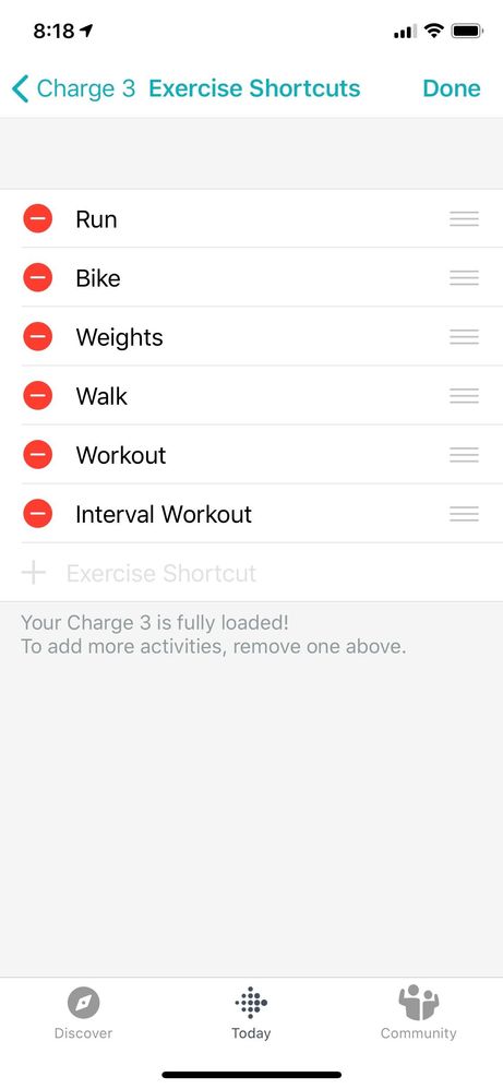 fitbit charge 3 exercise types