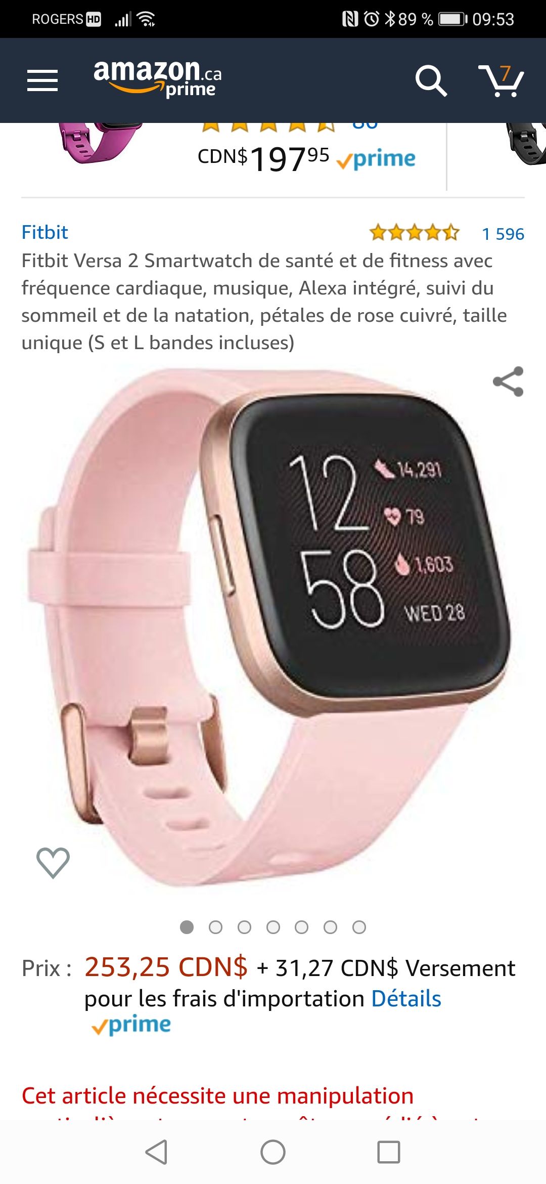 Fitbit best sale versa natation