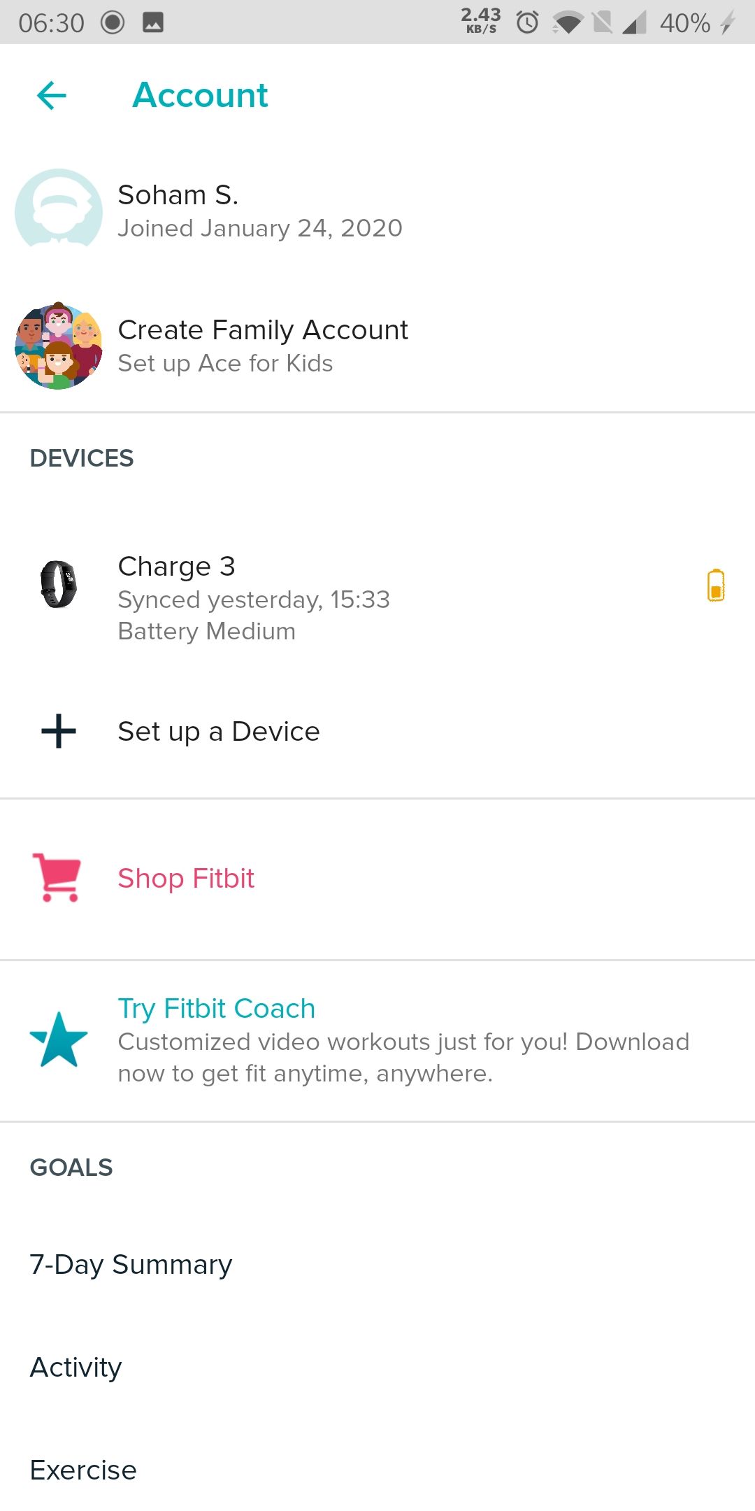 Fitbit setup charge deals 3