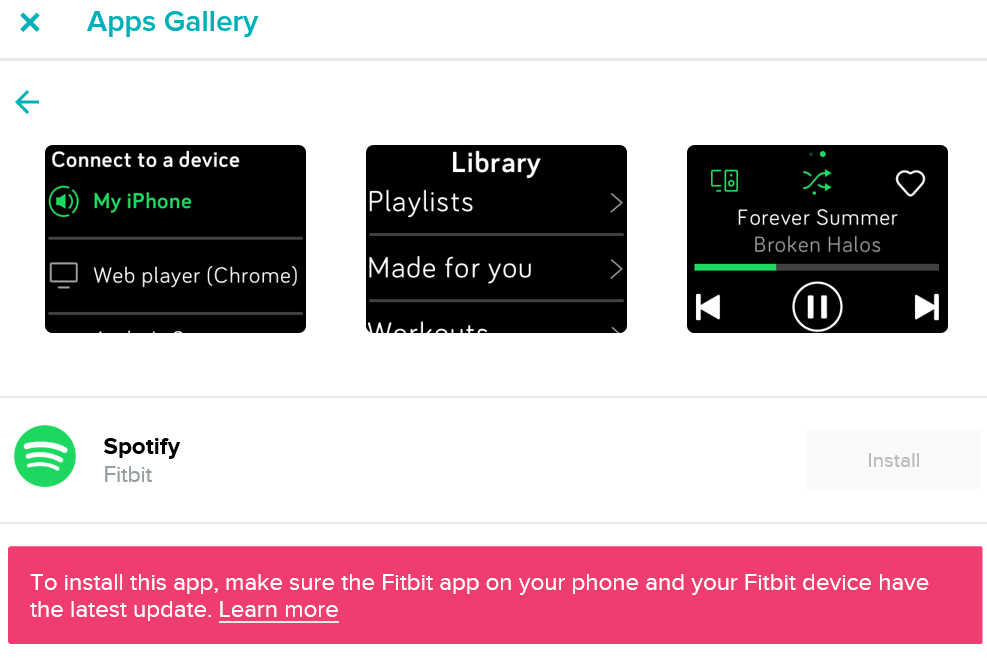 Not able to install Spotify on my fitbit - Fitbit Community