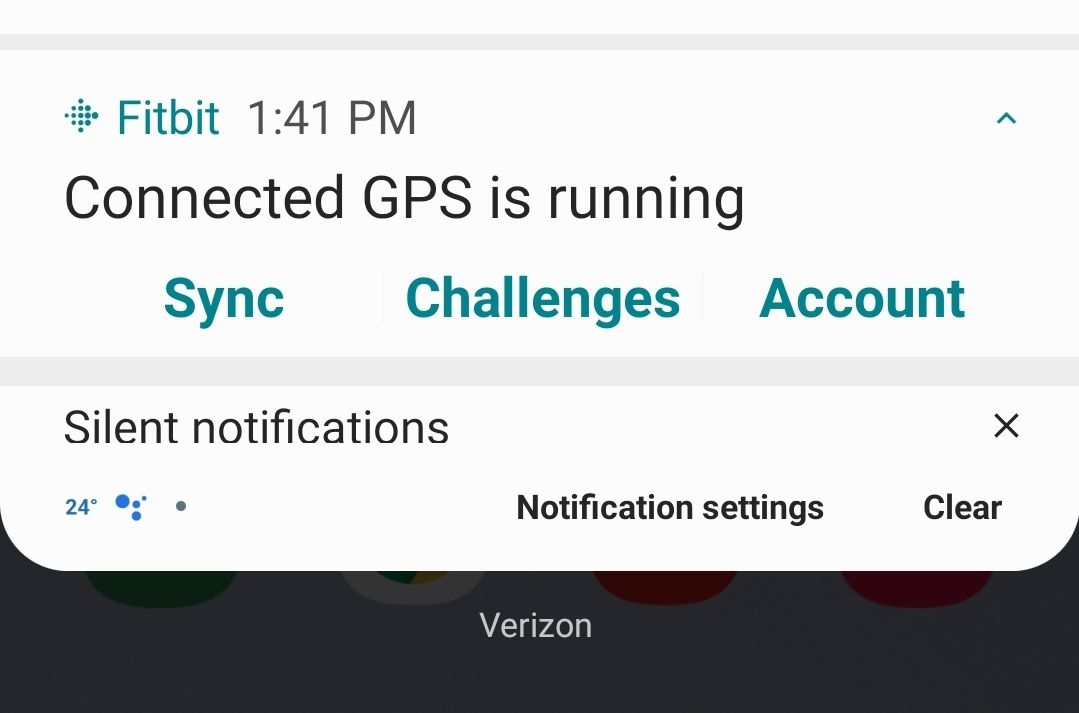 fitbit says connected gps is running