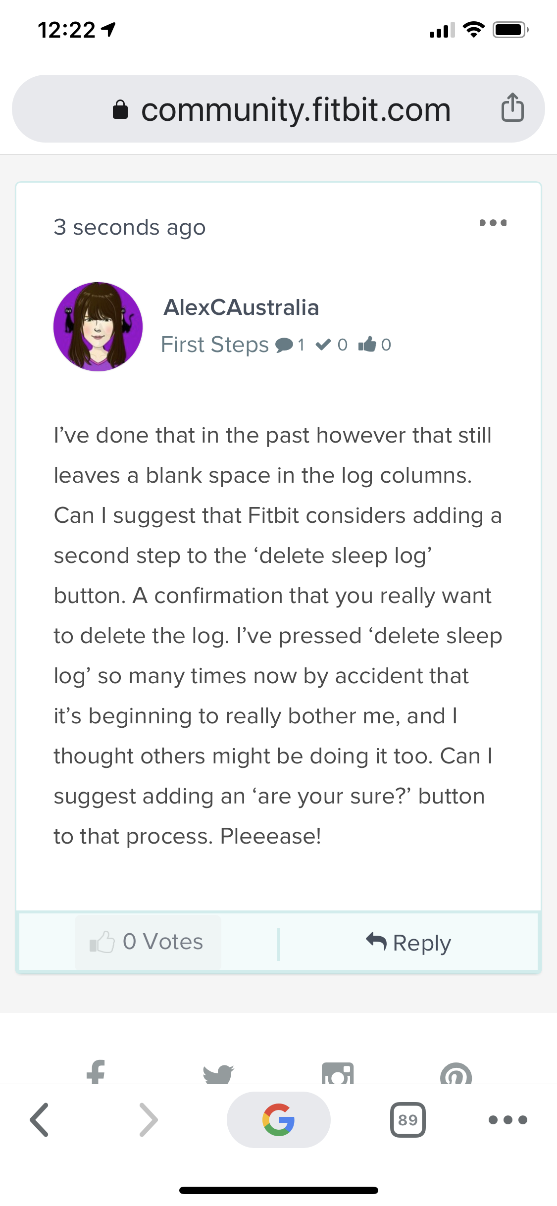 fitbit add sleep log