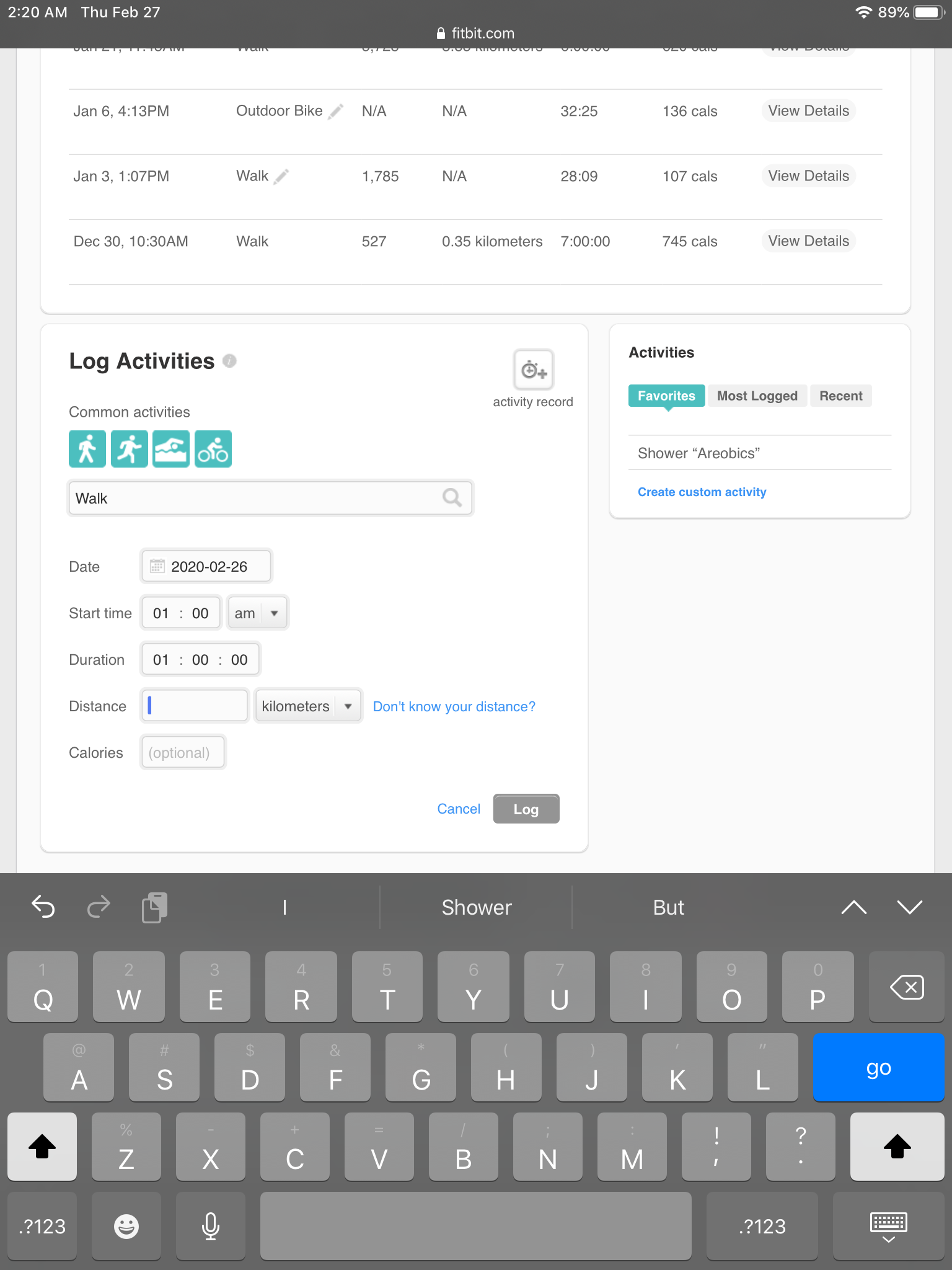 log steps fitbit