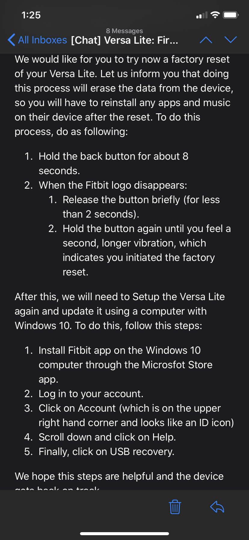 firmware update fitbit versa lite