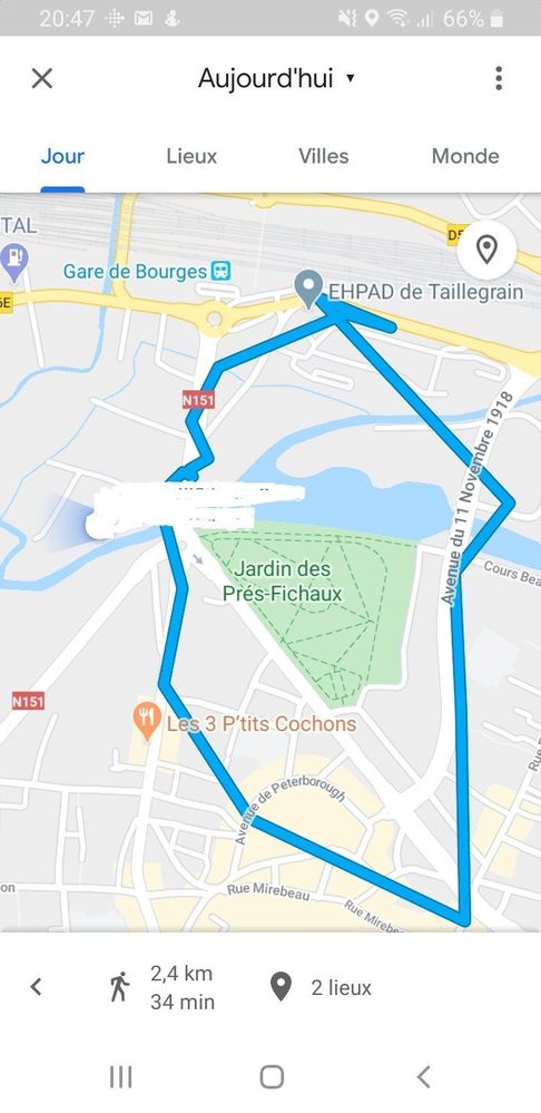 tracé à peu près ok et temps ok issu de maps