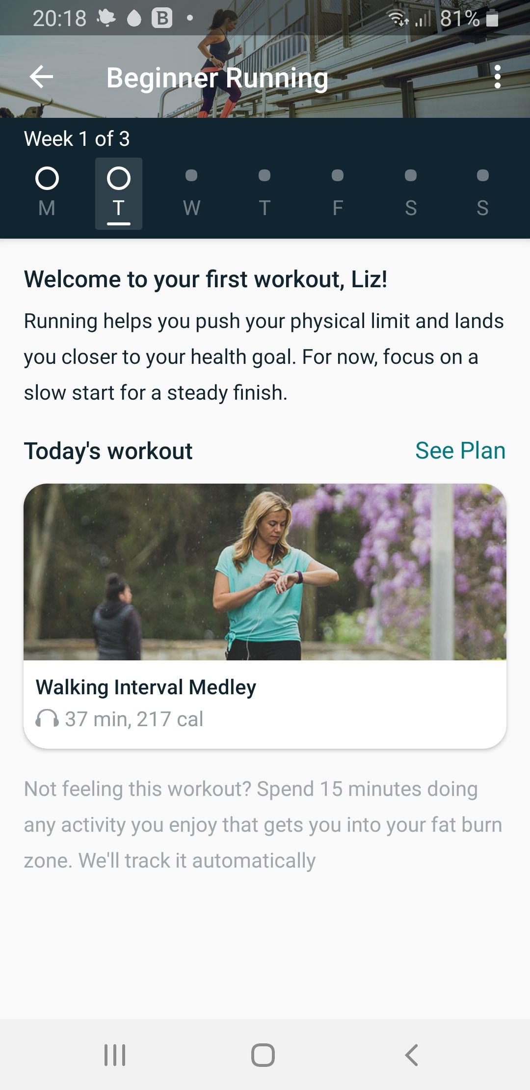 Beginner Running program not showing progress Fitbit Community