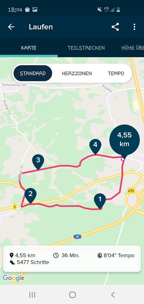 Falsche Länge der Laufstrecke