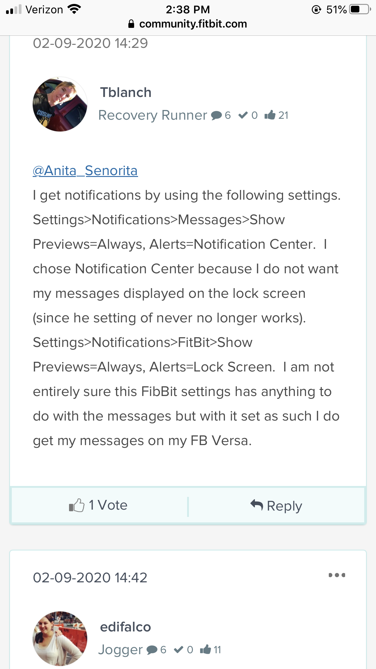 fitbit message notifications ios 13