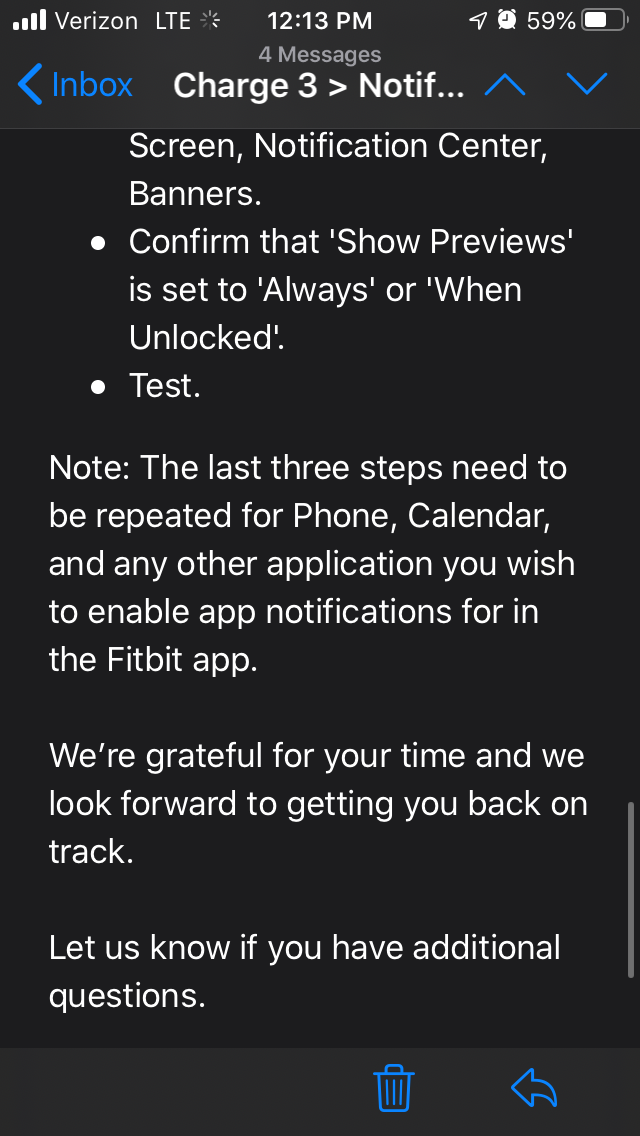 Fitbit charge 3 online iphone notifications