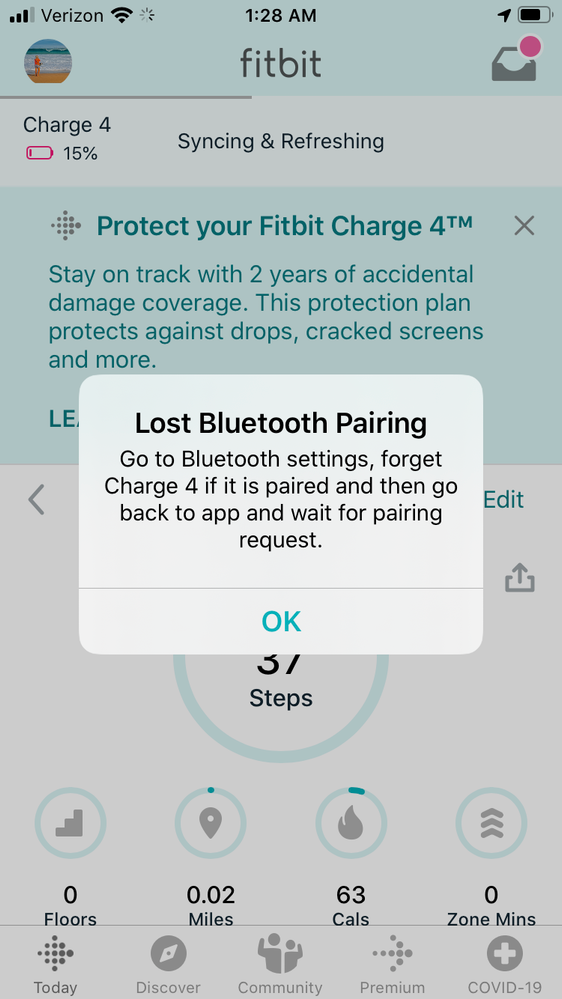 My fitbit will online not connect to bluetooth