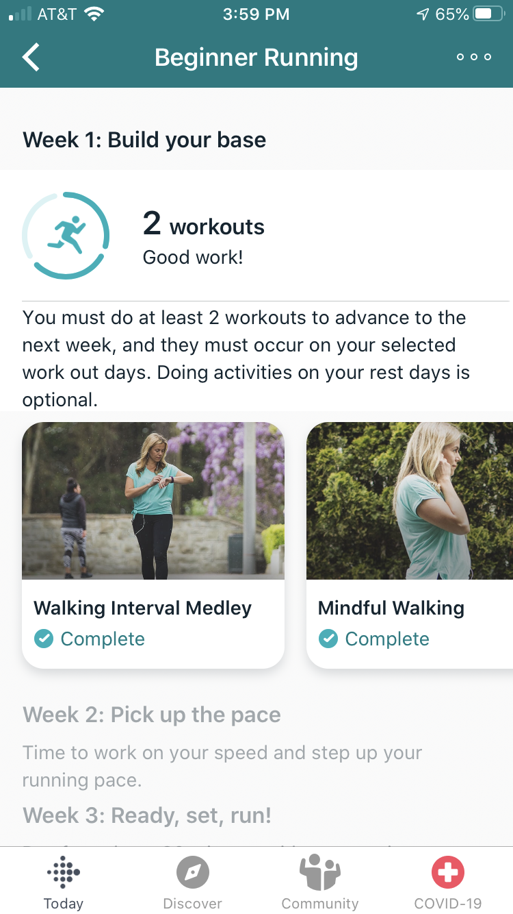 Beginner Running program goes from difficult to ea. Fitbit Community