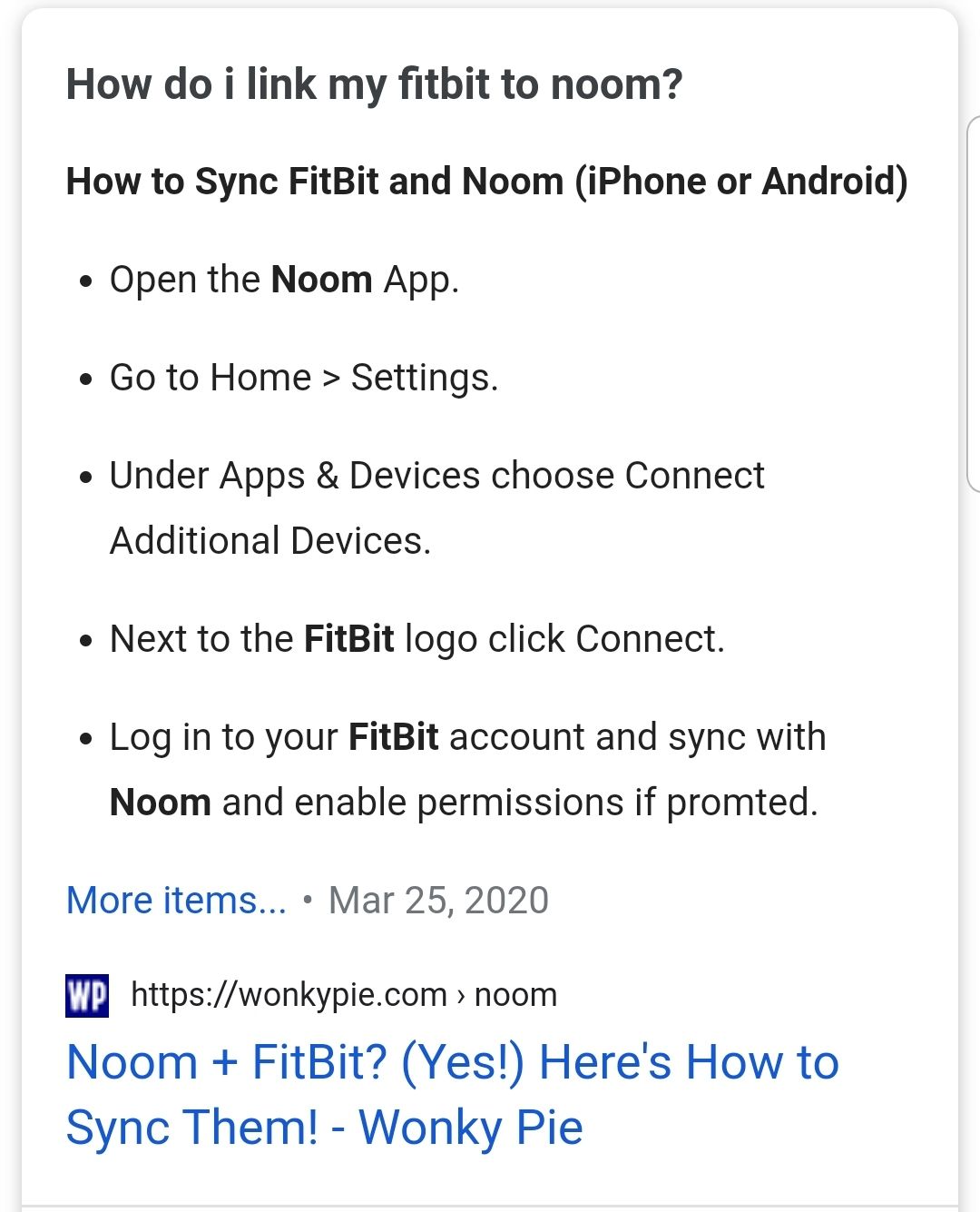 sync fitbit to noom