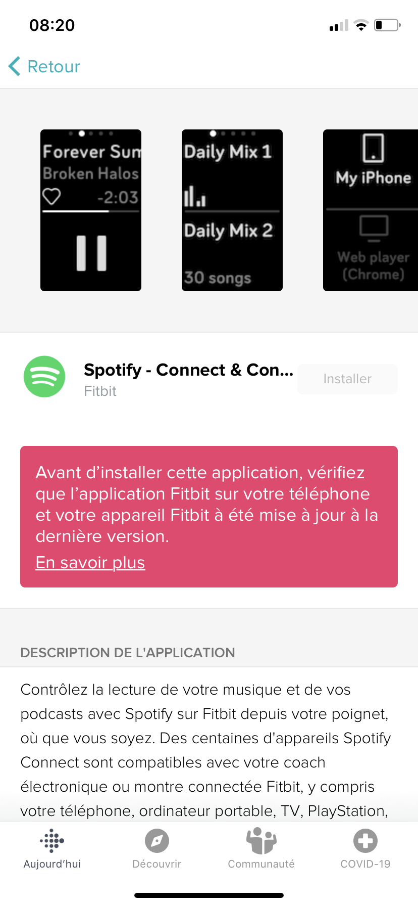 spotify for fitbit