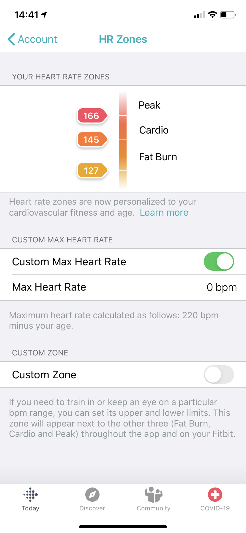 Can't customize my heart rate zones 