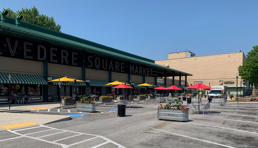 Repurposed parking lot for outdoor dining