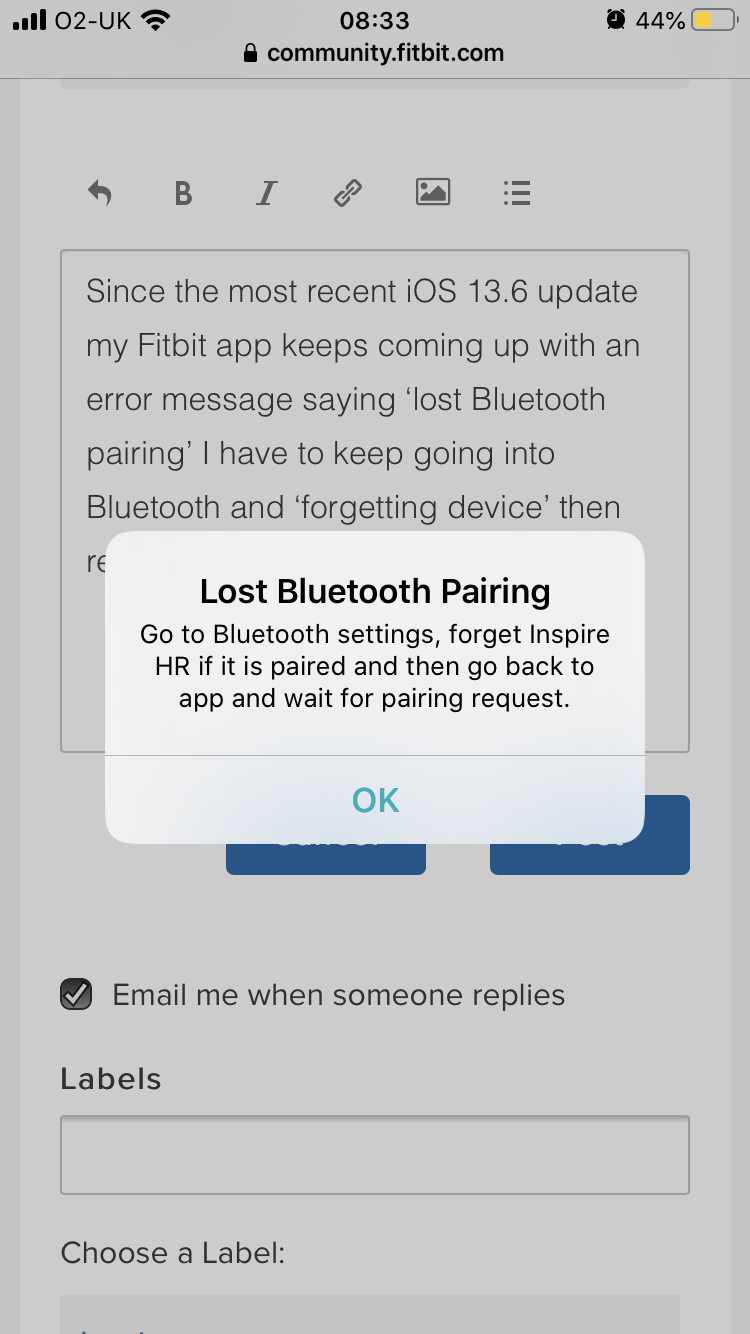 Unable to pair Inspire HR - Fitbit 