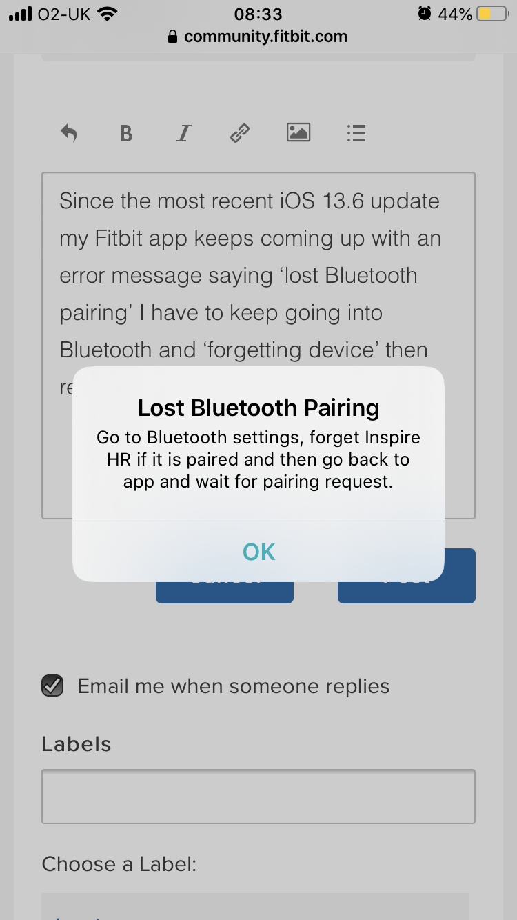 fitbit inspire not connecting to bluetooth