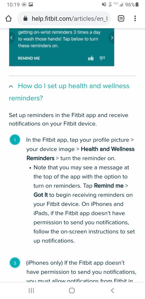 set reminders on fitbit