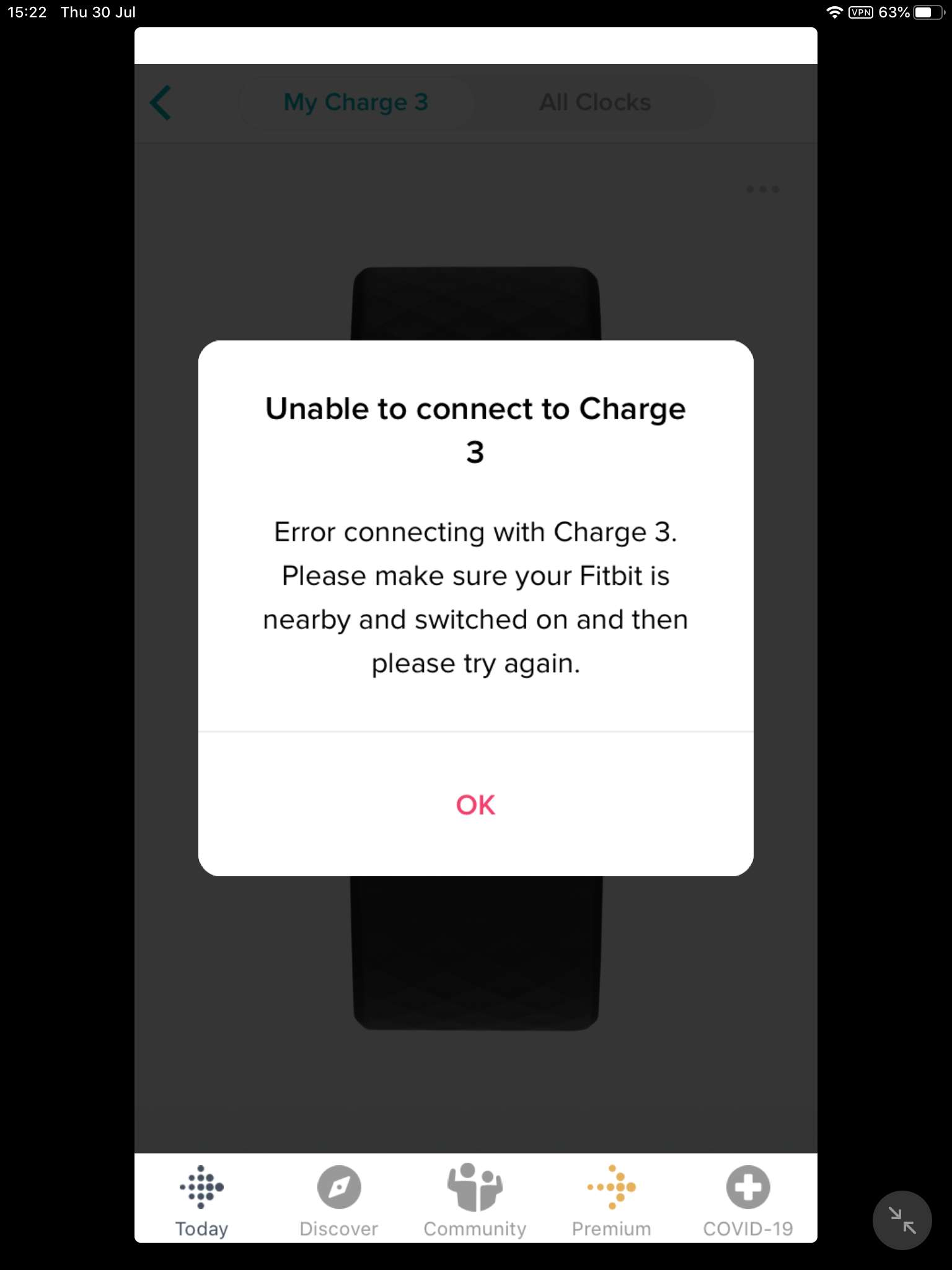 My charge 3 will not online sync