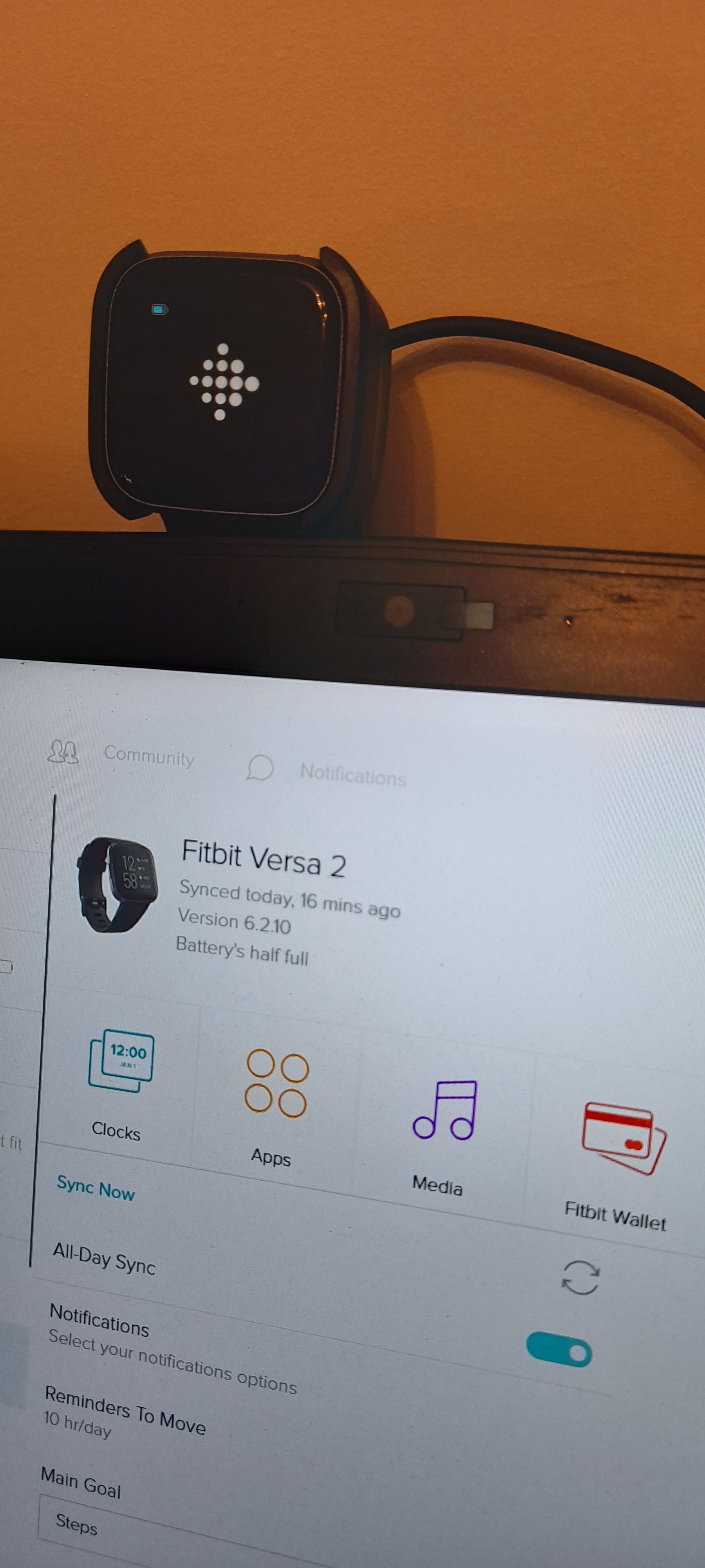 Fitbit versa 2 cheap sync