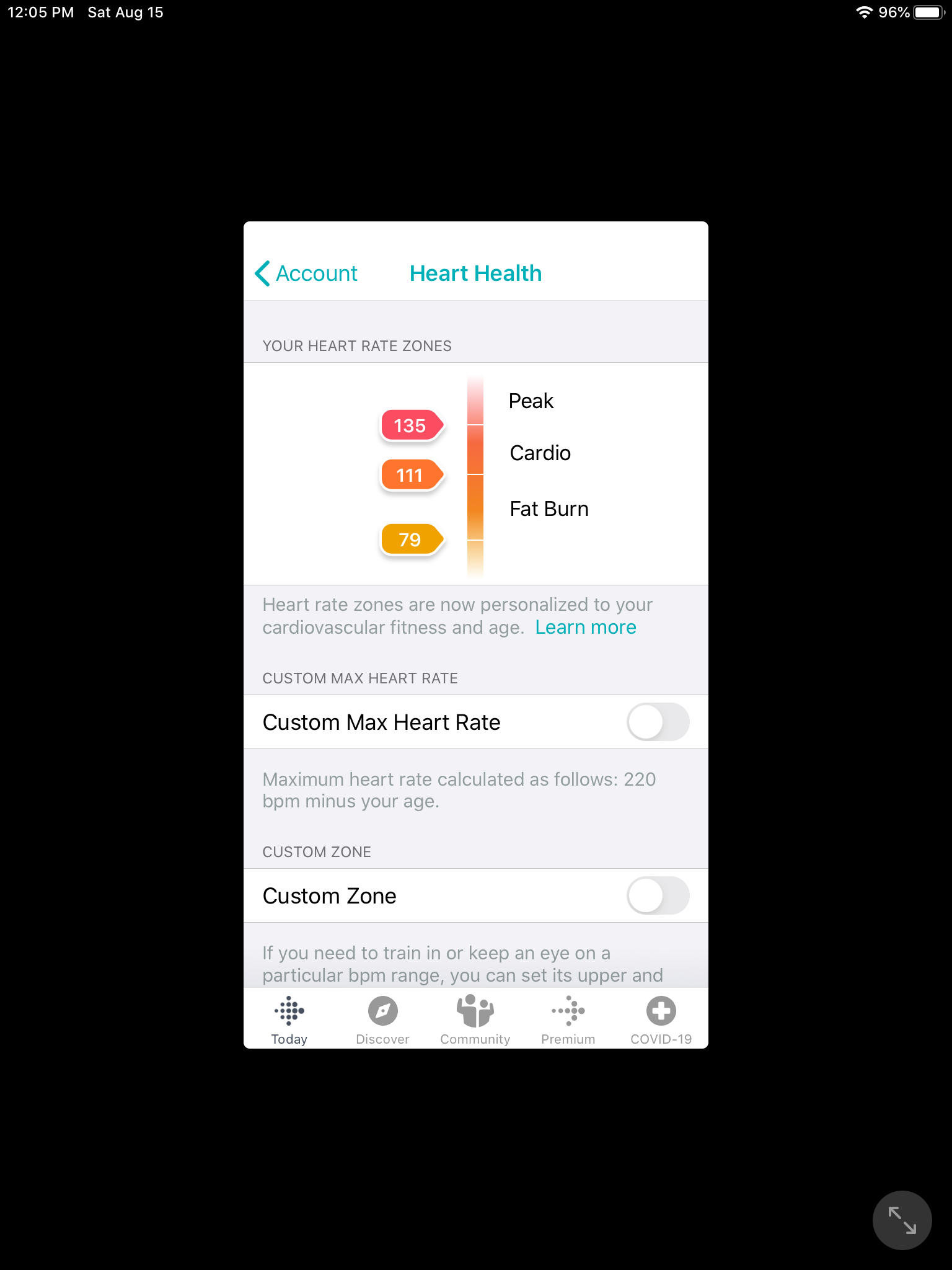 Max heart rate online fitbit