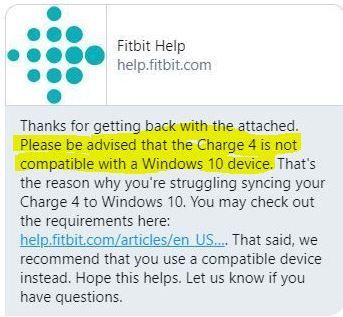 Fitbit charge 4 does not online sync