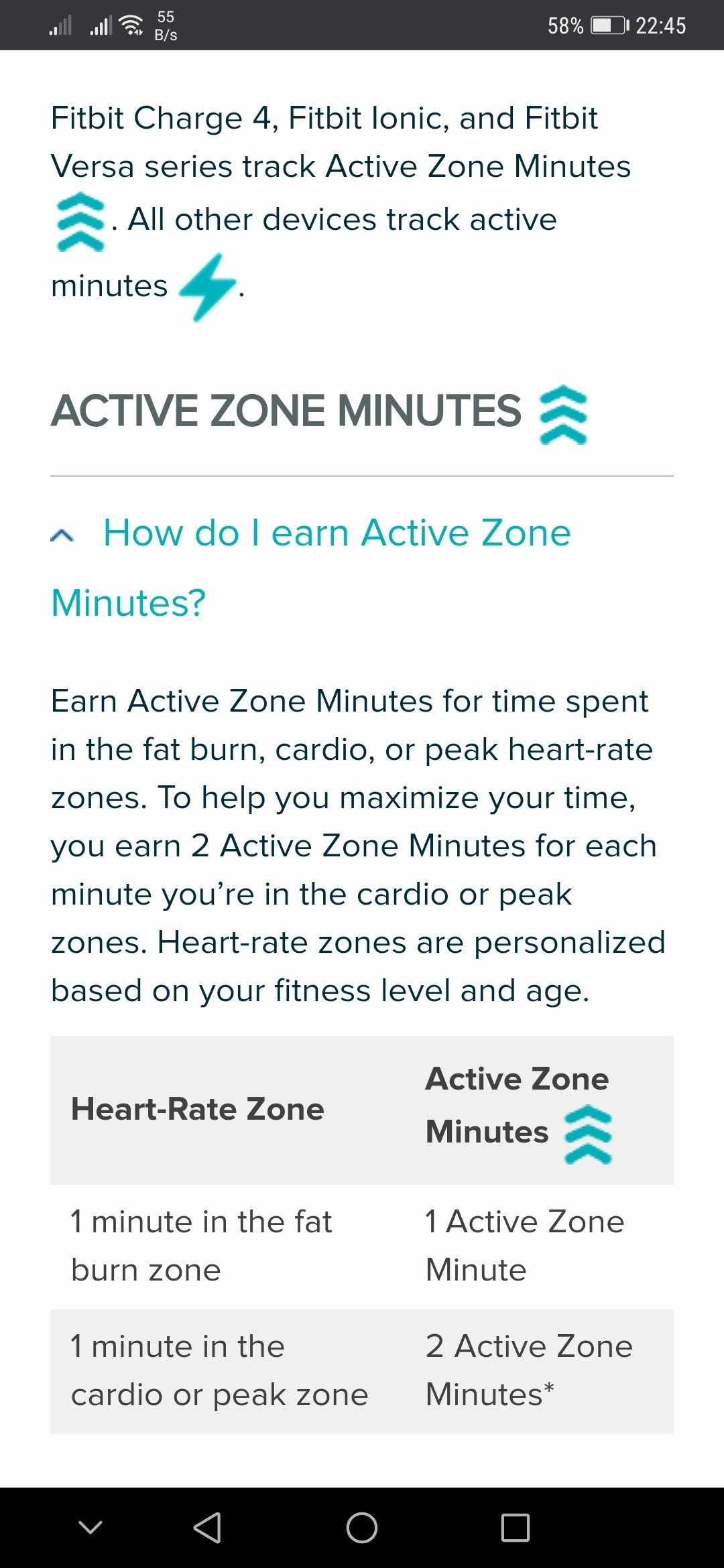 fitbit versa active zone minutes