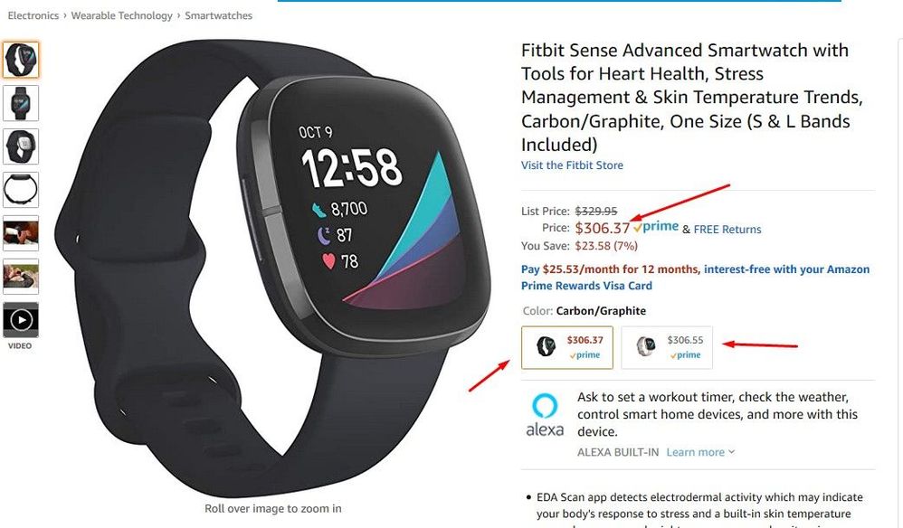 Fitbit Sense currently $306.37 at 