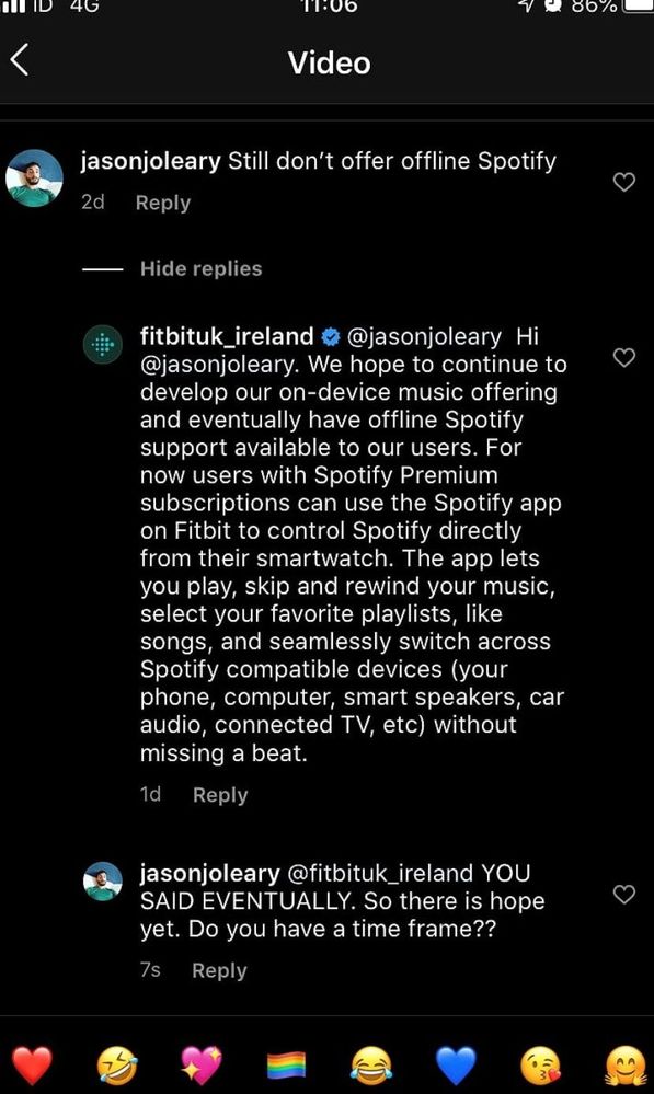 Spotify Offline. In the works Fitbit Community